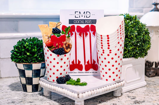 Red coquette bow cocktail picks