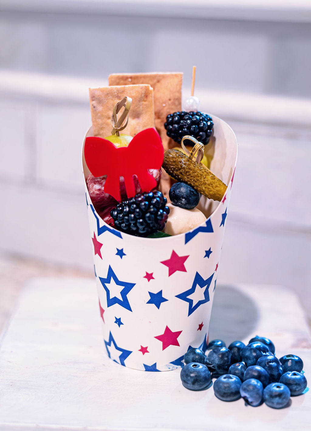 Red white and blue charcuterie cups
