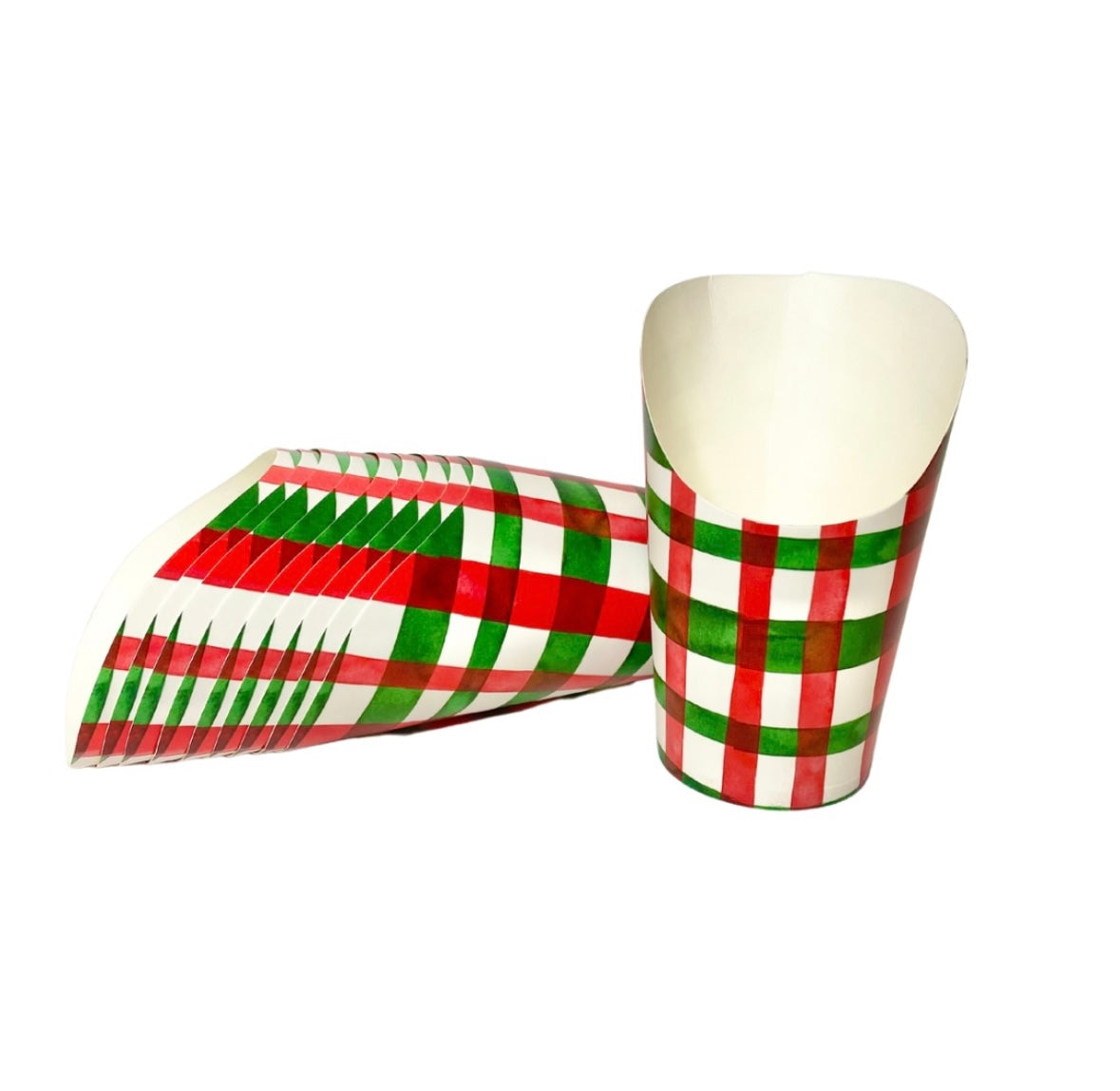 Red and Green Plaid Christmas Charcuterie Cups - Set of 10