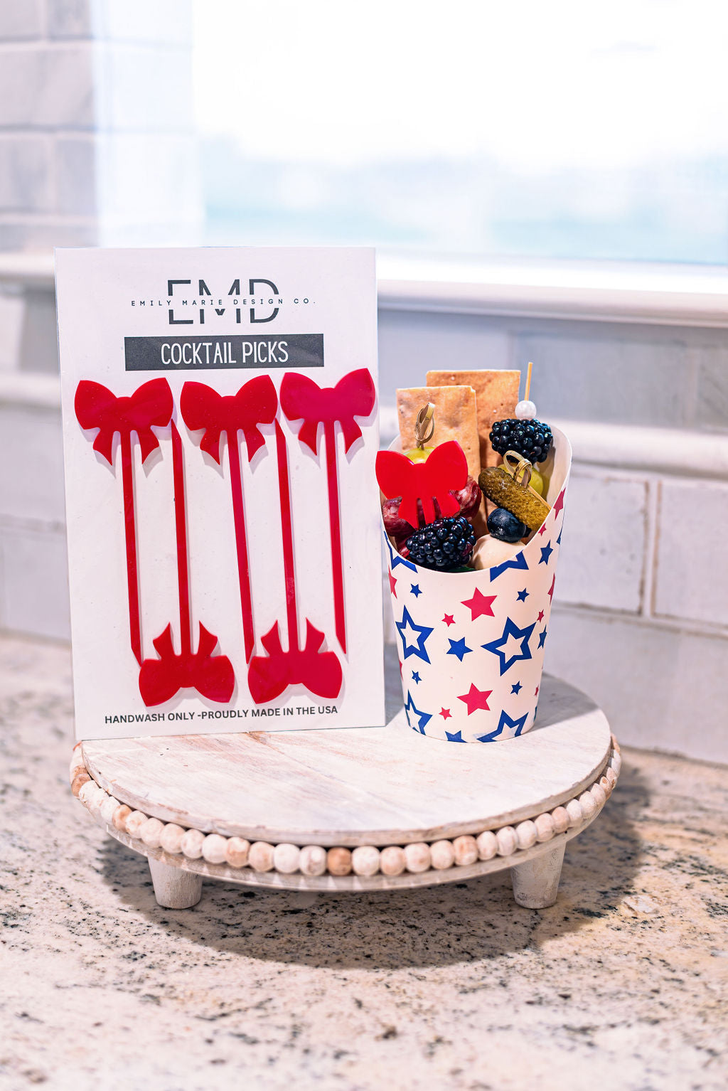 Preppy Red Bow charcuterie cocktail picks