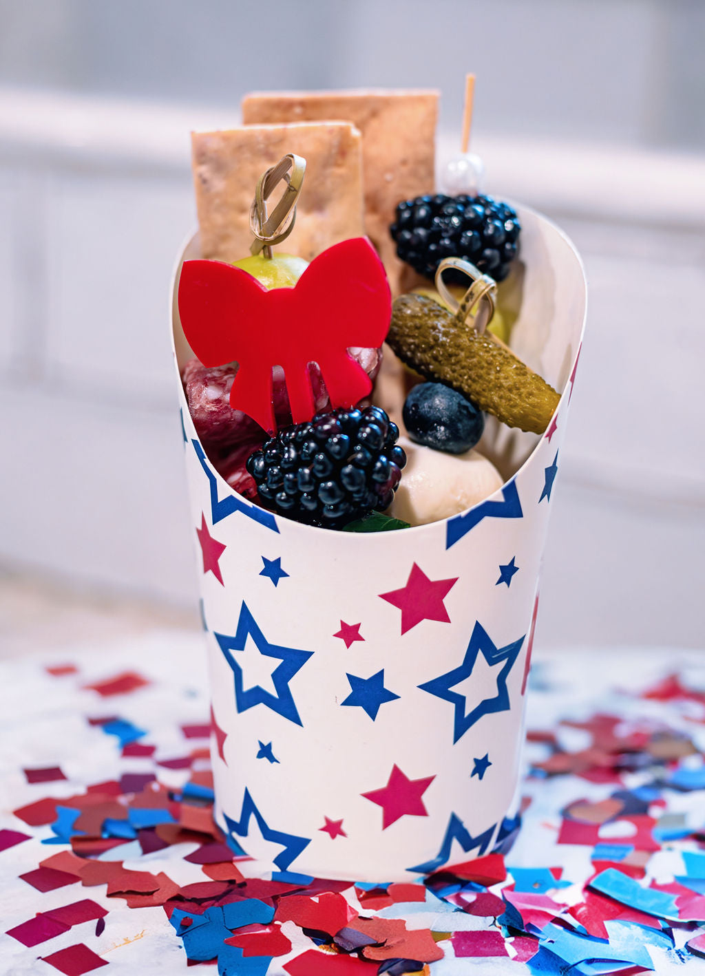 Red white and blue stars snack cups