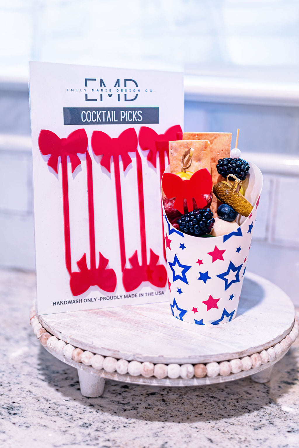 Preppy red coquette bow food picks