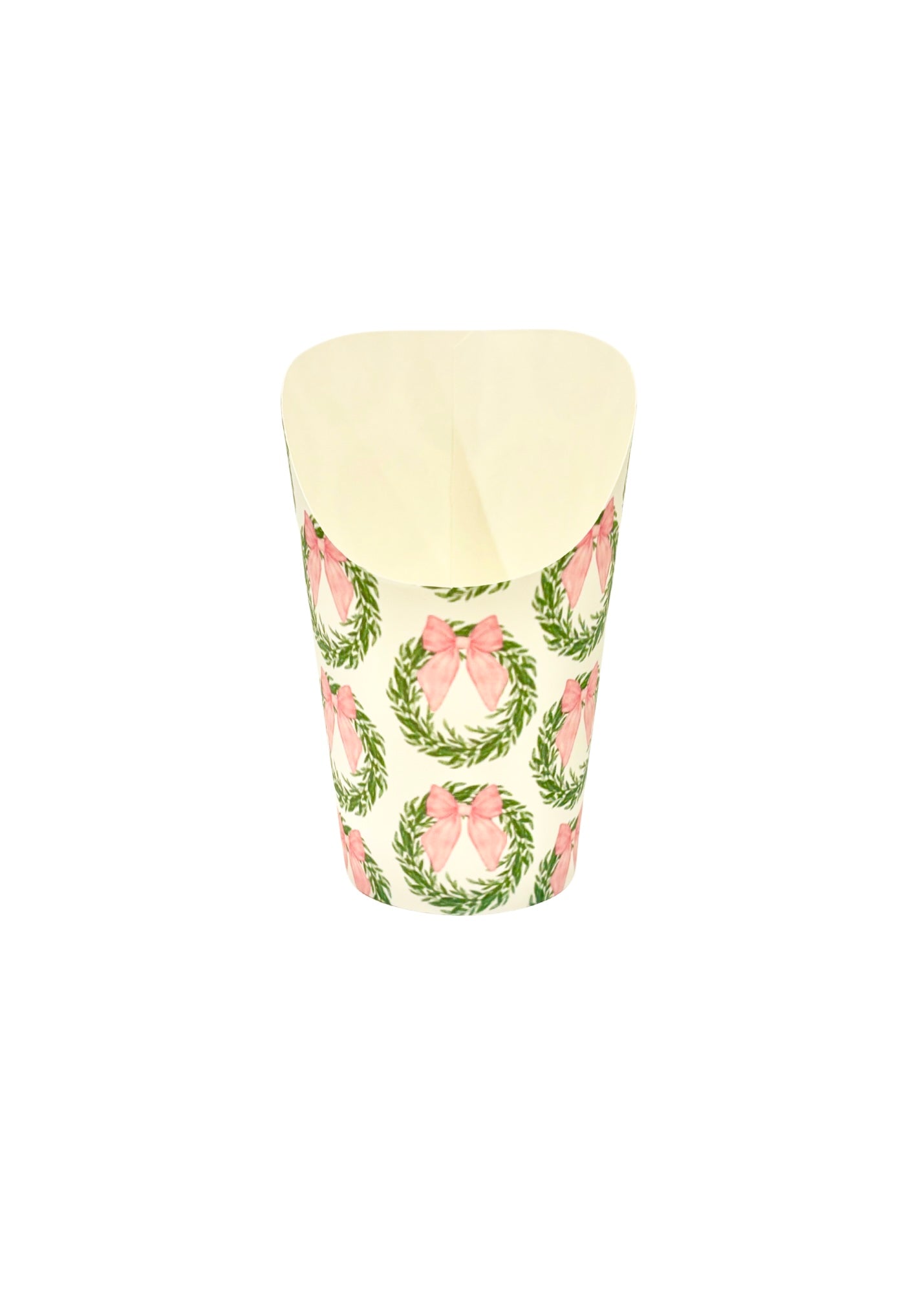 Christmas Wreath with Preppy, Pink Bow Charcuterie Cups - Set of 10 cups