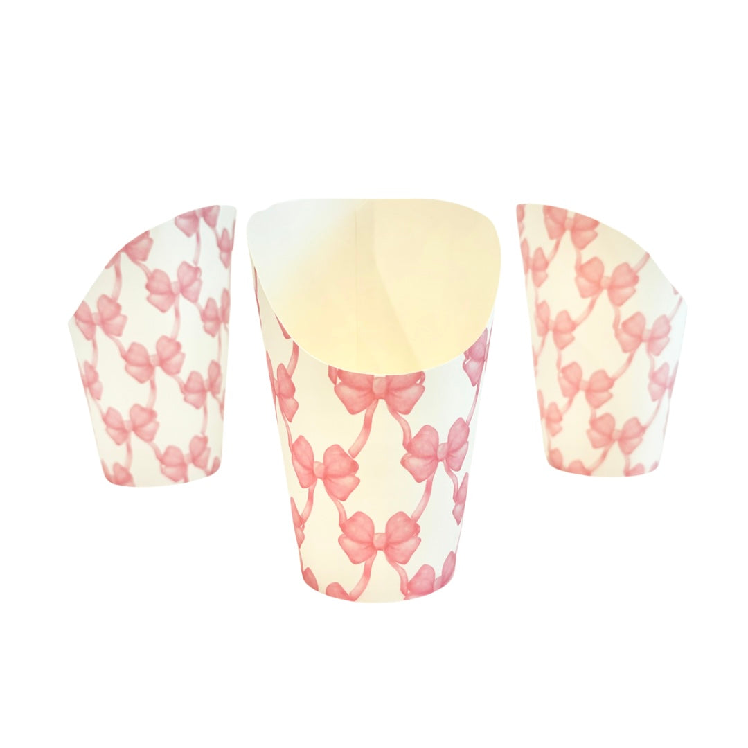 Preppy Coquette pink bow charcuterie cup