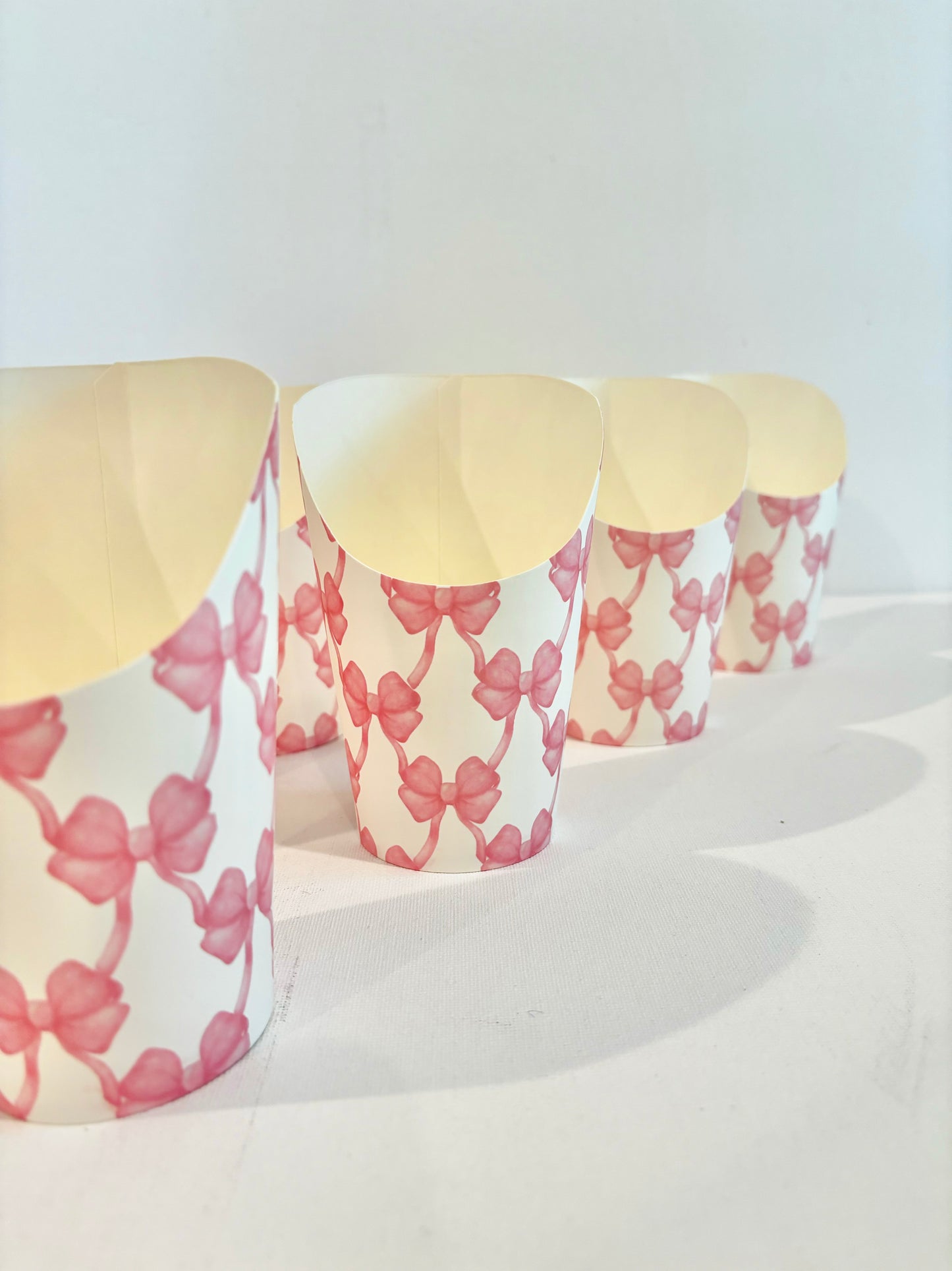 Preppy Coquette pink bow charcuterie cup