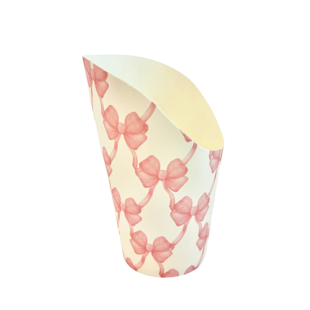 Preppy Coquette pink bow charcuterie cup