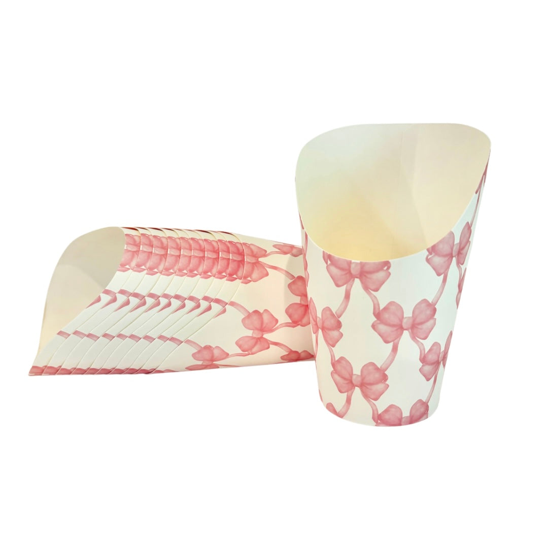 Preppy pink charcuterie bow cups