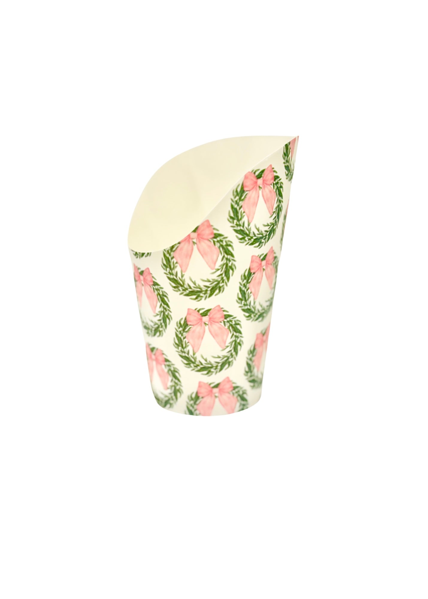 Christmas Wreath with Preppy, Pink Bow Charcuterie Cups - Set of 10 cups
