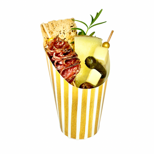 Gold and White Striped Grazing Cups