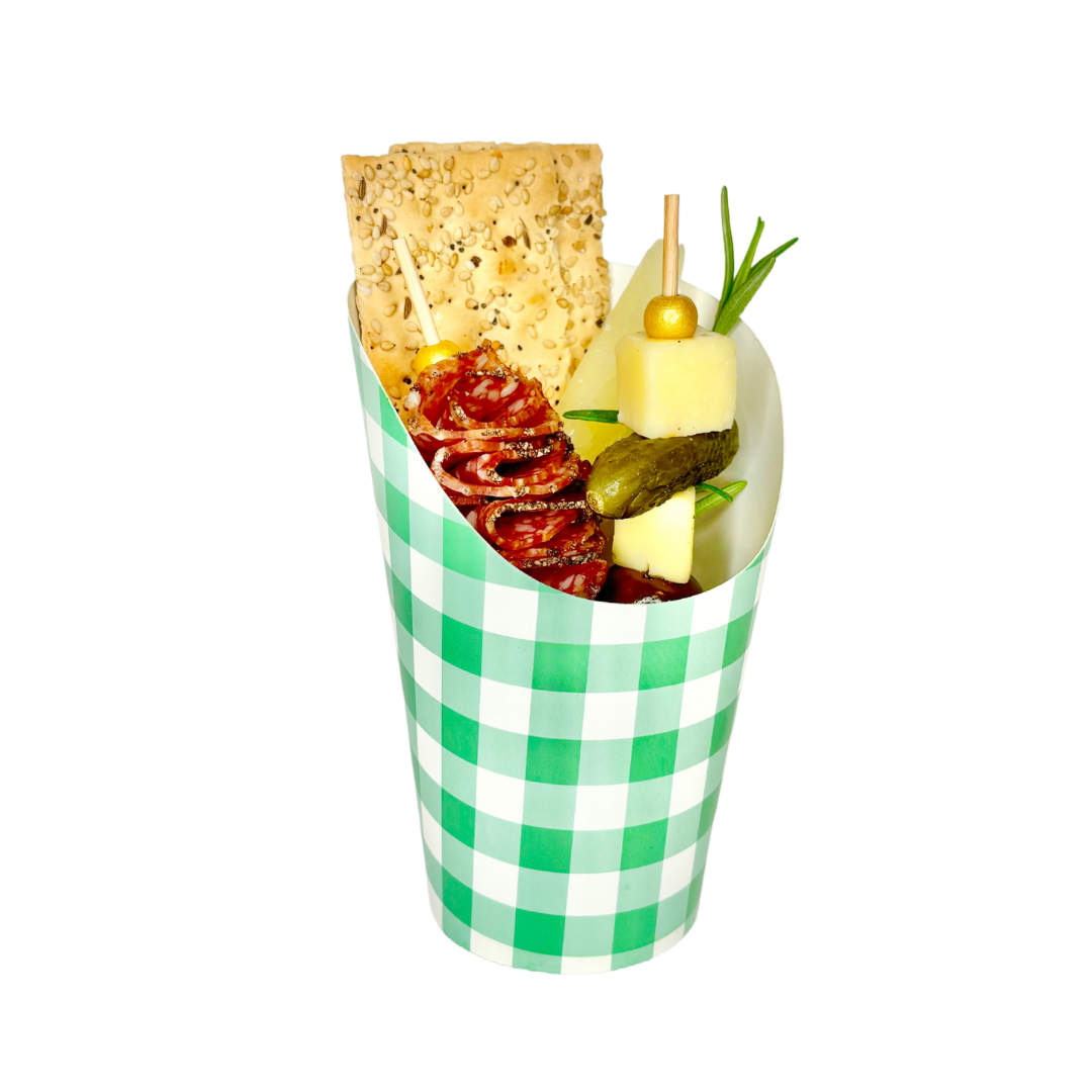 Green Gingham Grazing Cups
