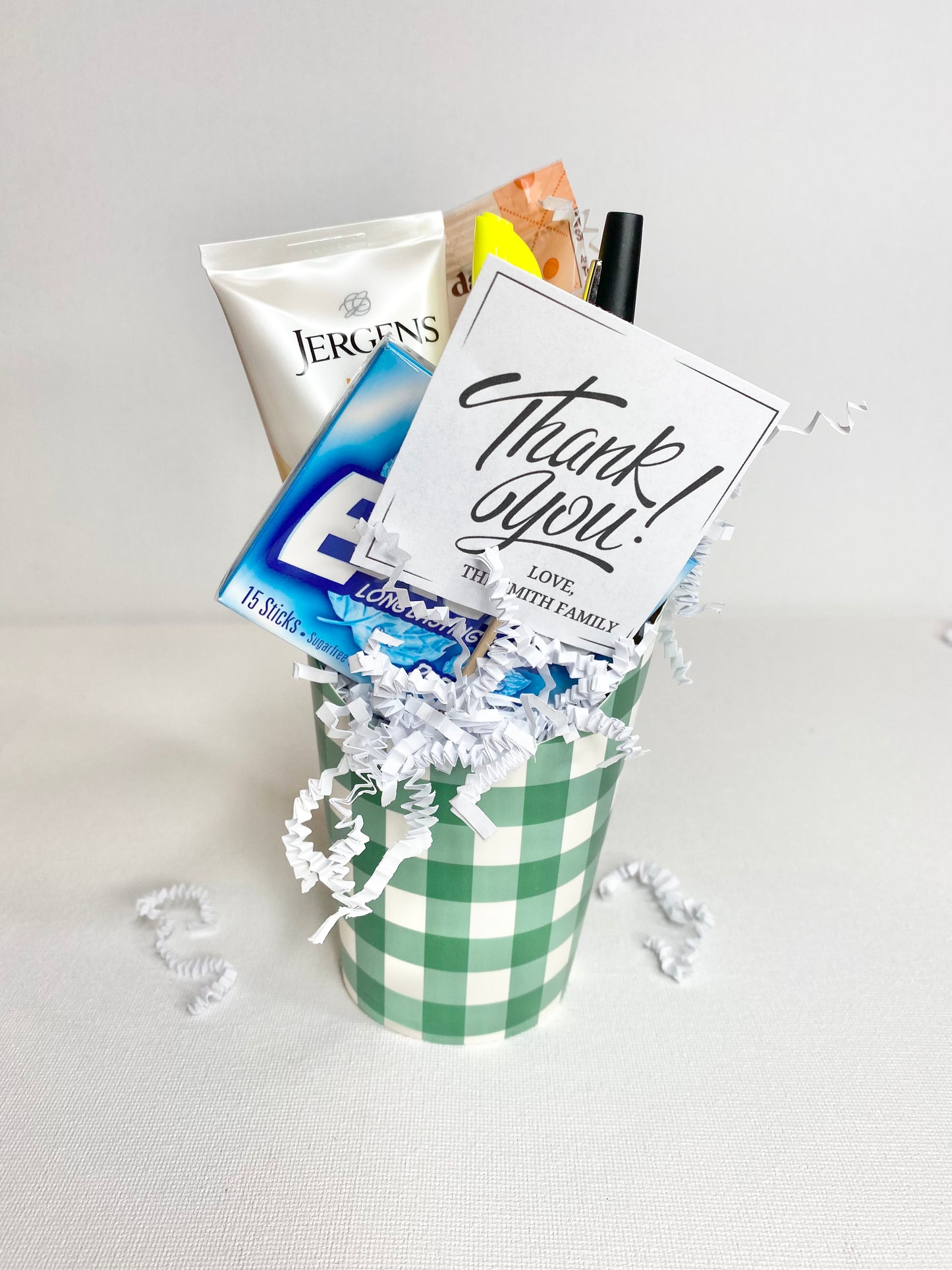 Green Gingham Gift Cups