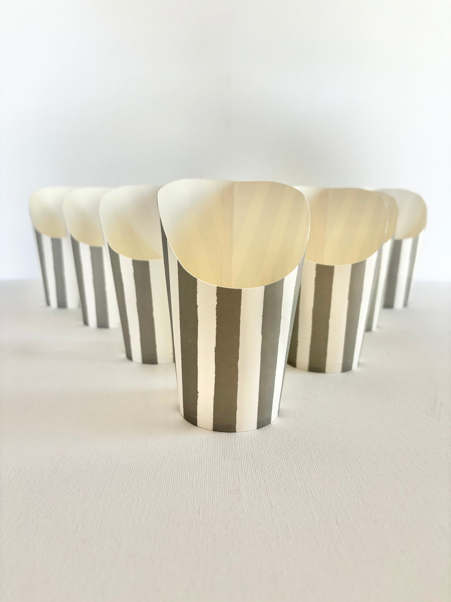 Sliver, Grey Striped Party Cups - Set of 10