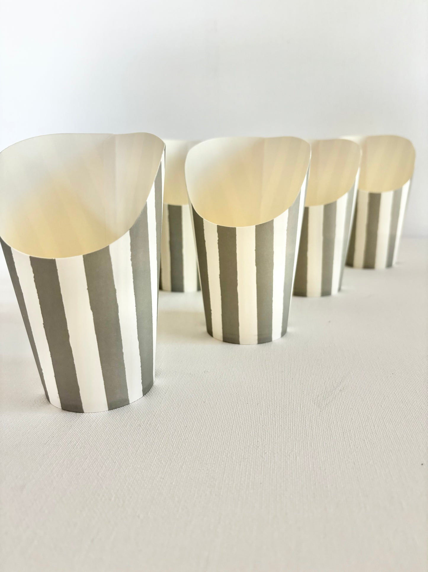 Sliver, Grey Striped Party Cups - Set of 10