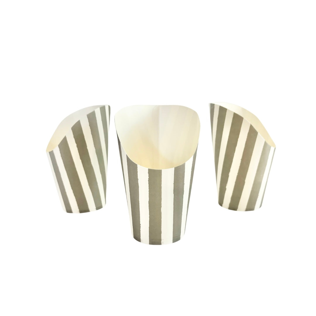 Sliver, Grey Striped Party Cups - Set of 10